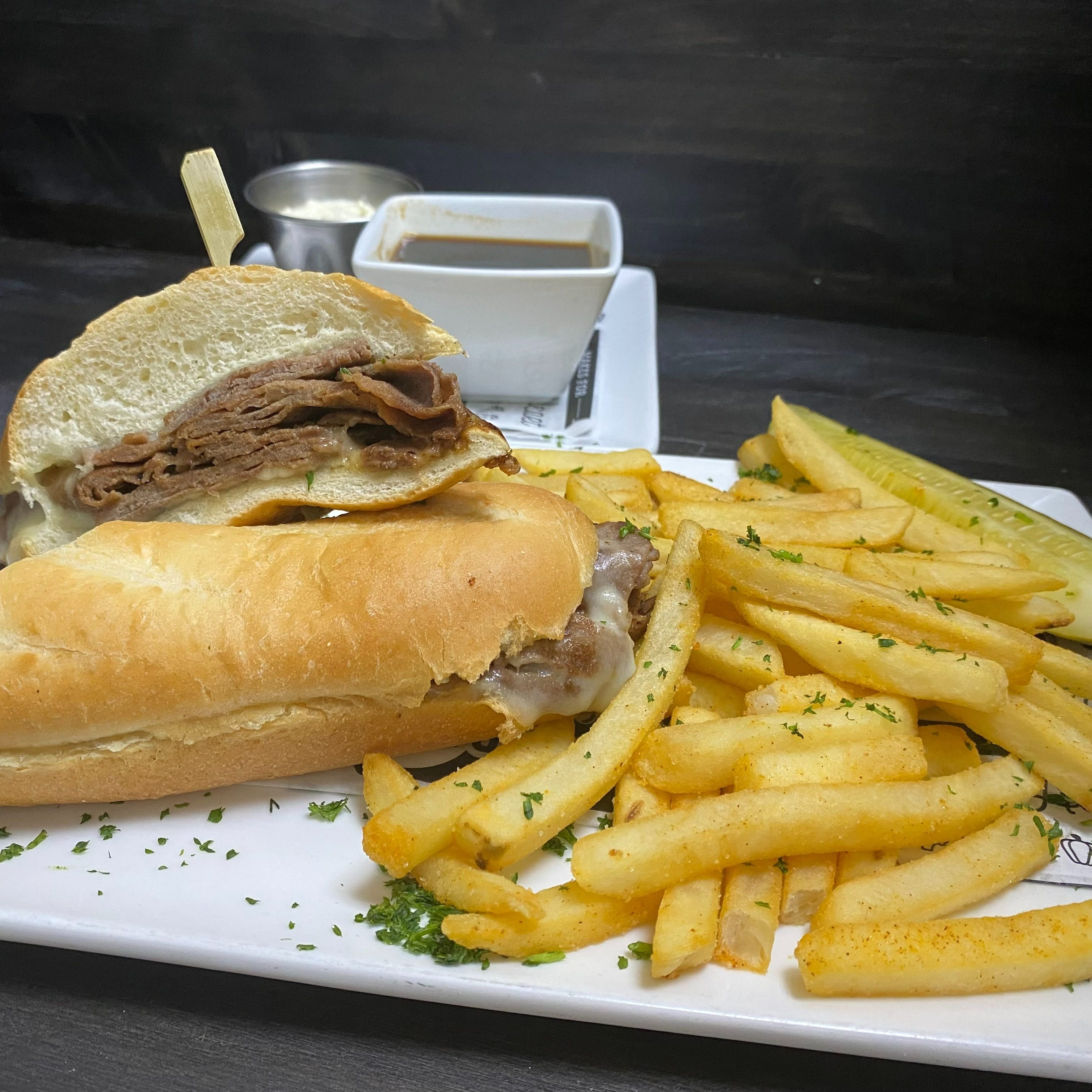 Beef Dip Sandwich.